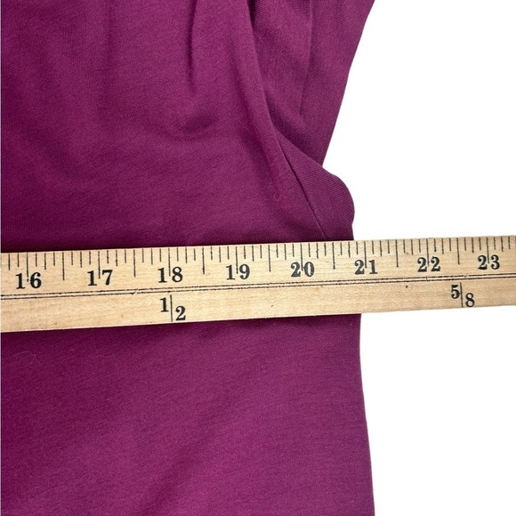 Eileen Fisher SZ XS Purple Cap Sleeve Cowl Neck Casual Midi Shirt Dress Modest - Picture 6 of 8
